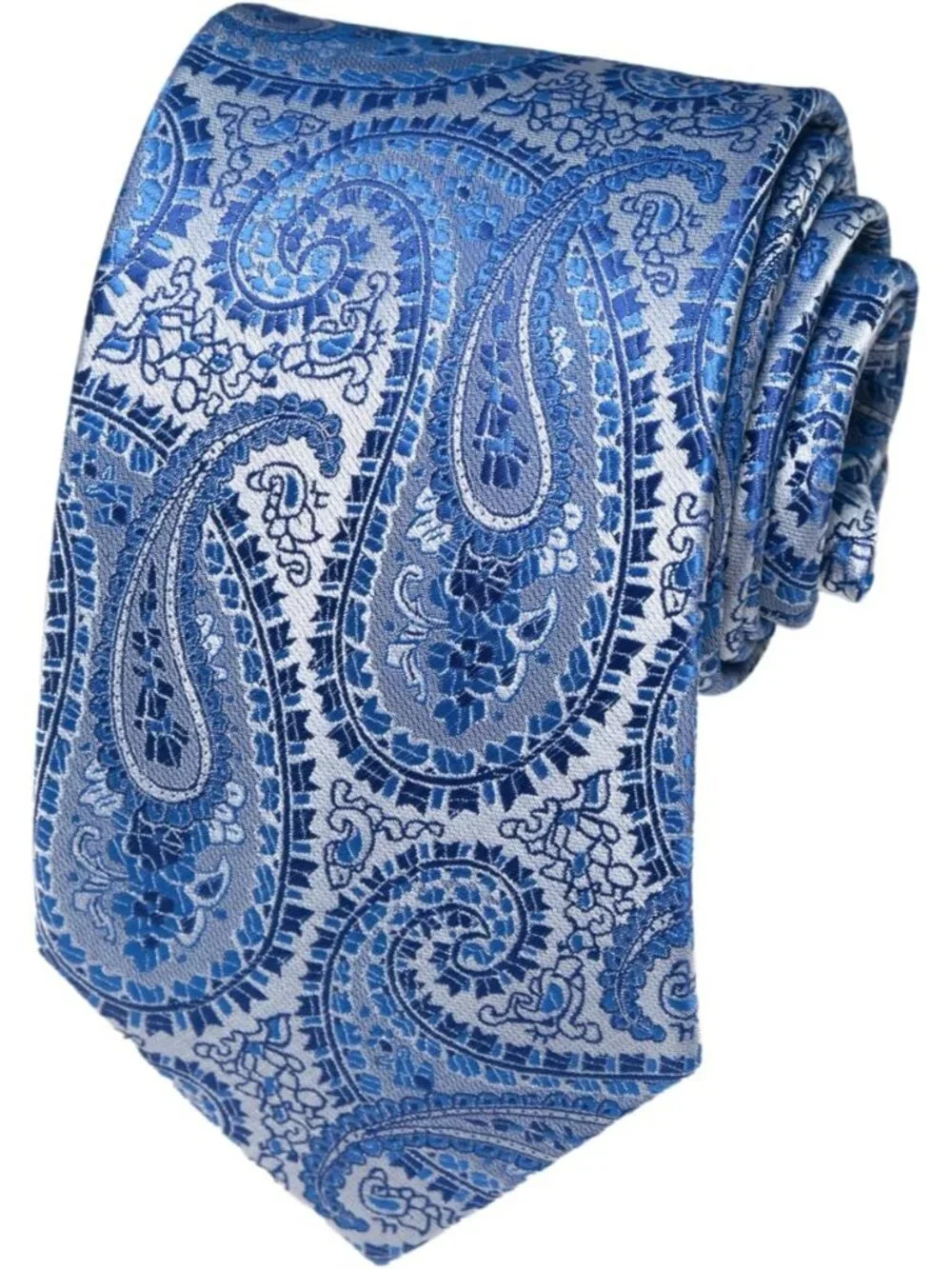 Men's Light Blue 100% Microfiber Paisley Jacquard Formal Necktie For Business
